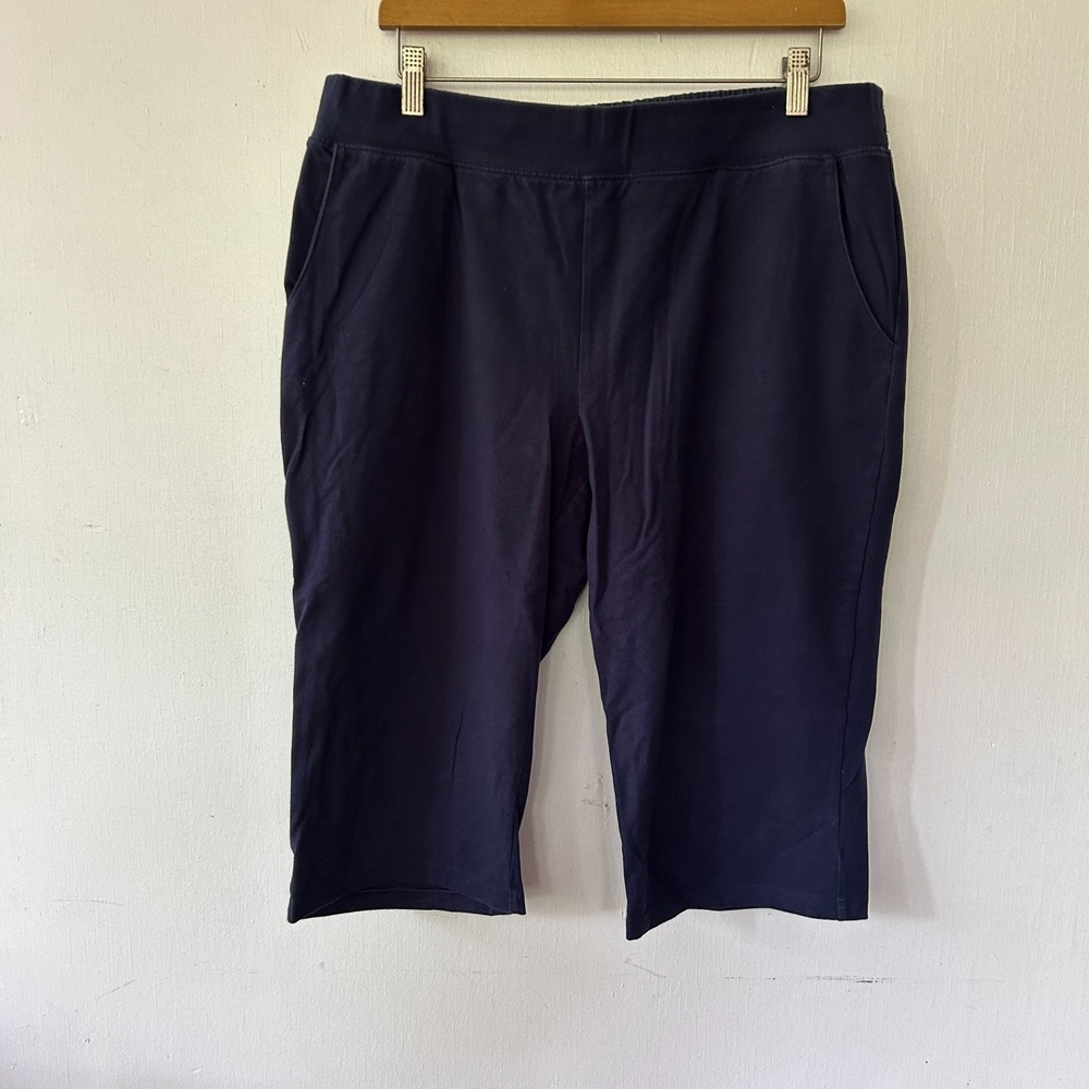 d&co Active Capri Shorts Womens Large Blue Pockets Modest Nautical Coastal